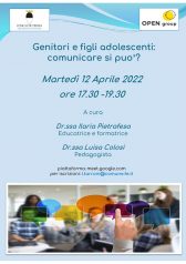 Webinar "Genitori e figli adolescenti: comunicare si può?"