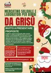 Mercatino solidale natalizio e laboratori per bimbi allo Spazio Grisù: riunione informativa on line per le associazioni interessate