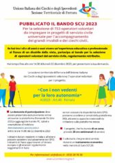 Ferrara – Bando SCU 2023 per la selezione di 753 operatori volontari in progetti di servizio civile universale per l’accompagnamento dei grandi invalidi e di ciechi civili/Scad. 22 dicembre 2023