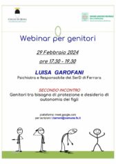 Webinar per genitori tra bisogno di protezione e desiderio di autonomia dei figli - 2° incontro