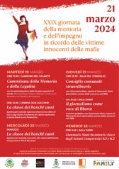 Settimana della Legalità per la XXIX Giornata della memoria e dell’impegno in ricordo delle vittime innocenti delle mafie
