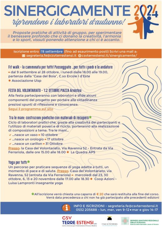 SINERGICAMENTE 2024: Riprendono i laboratori d’autunno! 