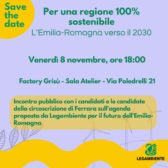Incontro pubblico con i candidati e le candidate della Circoscrizione di Ferrara sull’agenda proposta da Legambiente per il futuro dell’Emilia Romagna