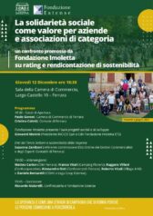 Incontro pubblico “La solidarietà sociale come valore per aziende e associazioni di categoria: un confronto su rating e rendicontazione di sostenibilità”