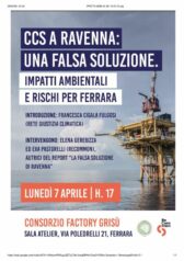 Incontro pubblico: "Il progetto di cattura e stoccaggio della CO2 a Ravenna: una falsa soluzione. Impatti ambientali e rischi per Ferrara”