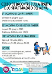 Ciclo di incontri sulla tratta e lo sfruttamento dei MSNA