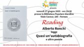 Reading alla Biblioteca Popolare Giardino: Alberto Ronchi legge "Quasi un'autobiografia" e altre poesie